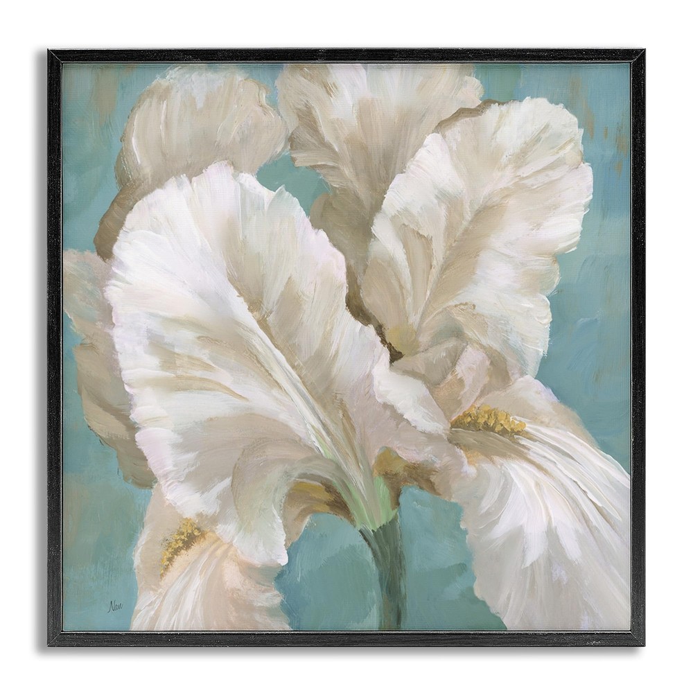 White Iris Petals Framed Giclee Art Design by Nan