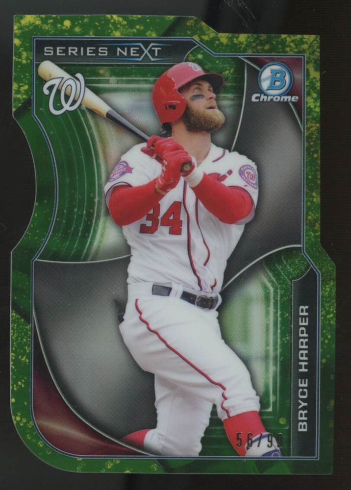 2015 Bowman Chrome Bryce Harper Green Die-Cut /99 #SN-BHA Rookie Card