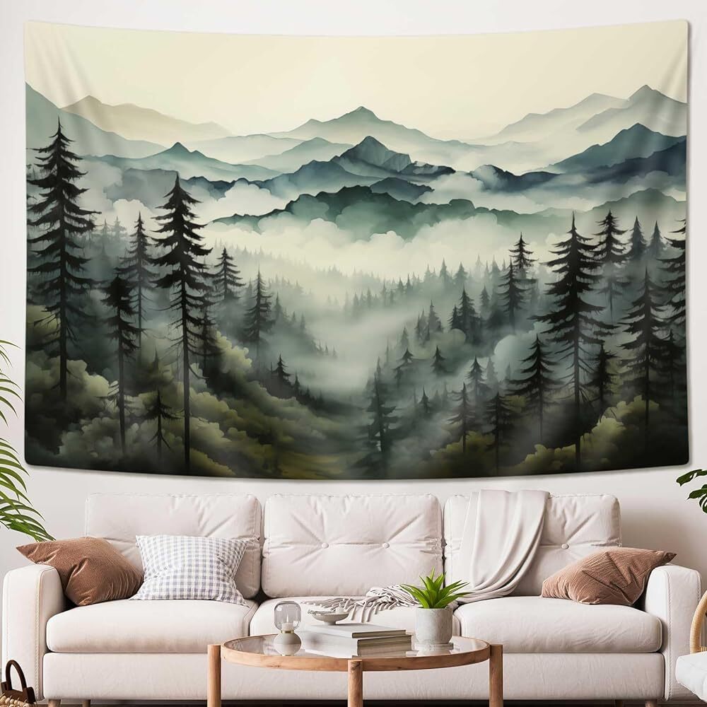 Abstract Mountain Forest Extra Large Tapestry Wall Hanging Art Poster Background-image