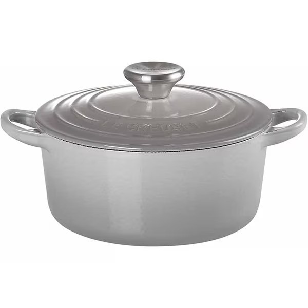 Le Creuset Cocotte Ronde 18cm Mist Grey Silver Knob Cast Iron Enamel JPN New