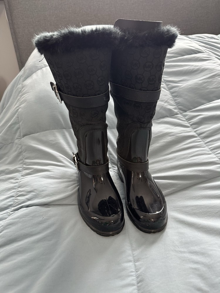 Michael Kors Fulton Mid Monogram Rain Boots Size 6 Waterproof