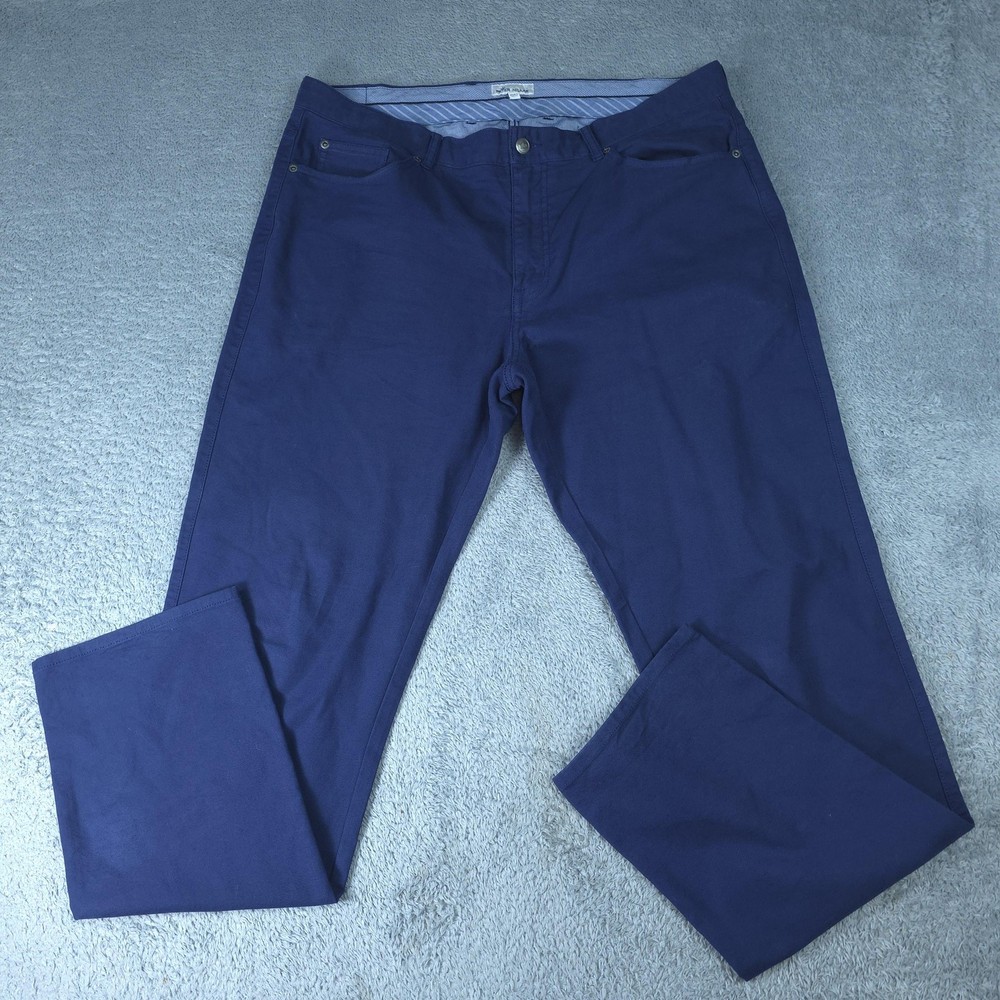 Peter Millar Pants Mens 38x34 Blue Chino Stretch Canvas 5 Pocket Casual Golf