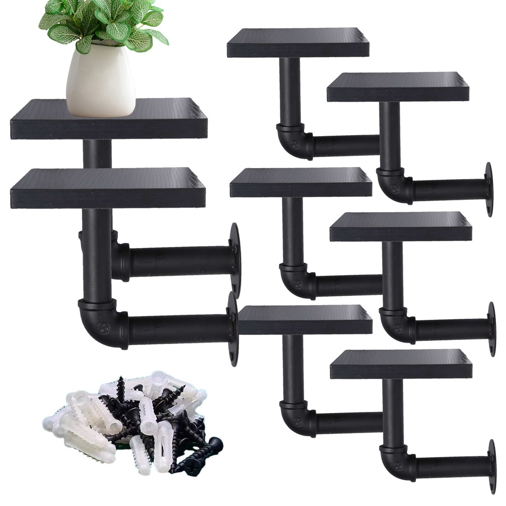 8xFloating Shelves Wall Mounted Plant Rack For Kitchen Bathoom Cafe Home Decor N