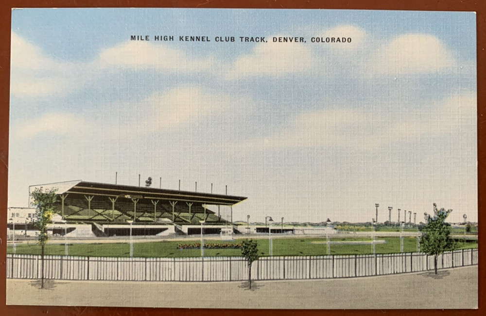 Mile High Kennel Club Track, Dog Racing Denver Linen Postcard