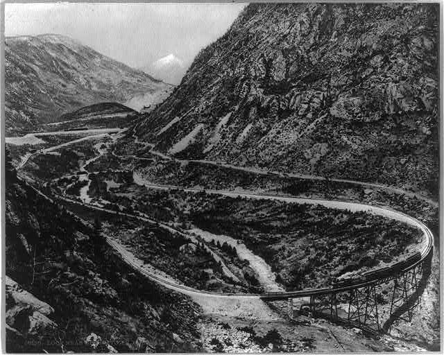 Georgetown Colorado 1905 Railroad Loop Trestle Bridge Mountain Gorge Train