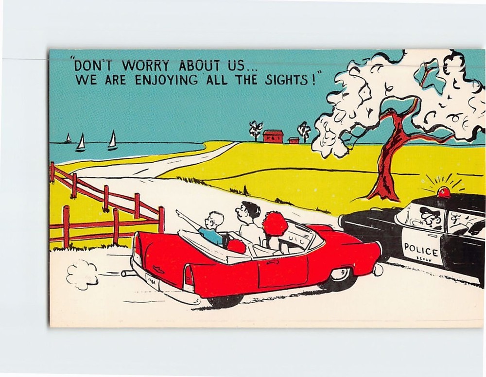 Postcard Don't Worry About Us We Are Enjoying All The Sights! Humor Comic Card