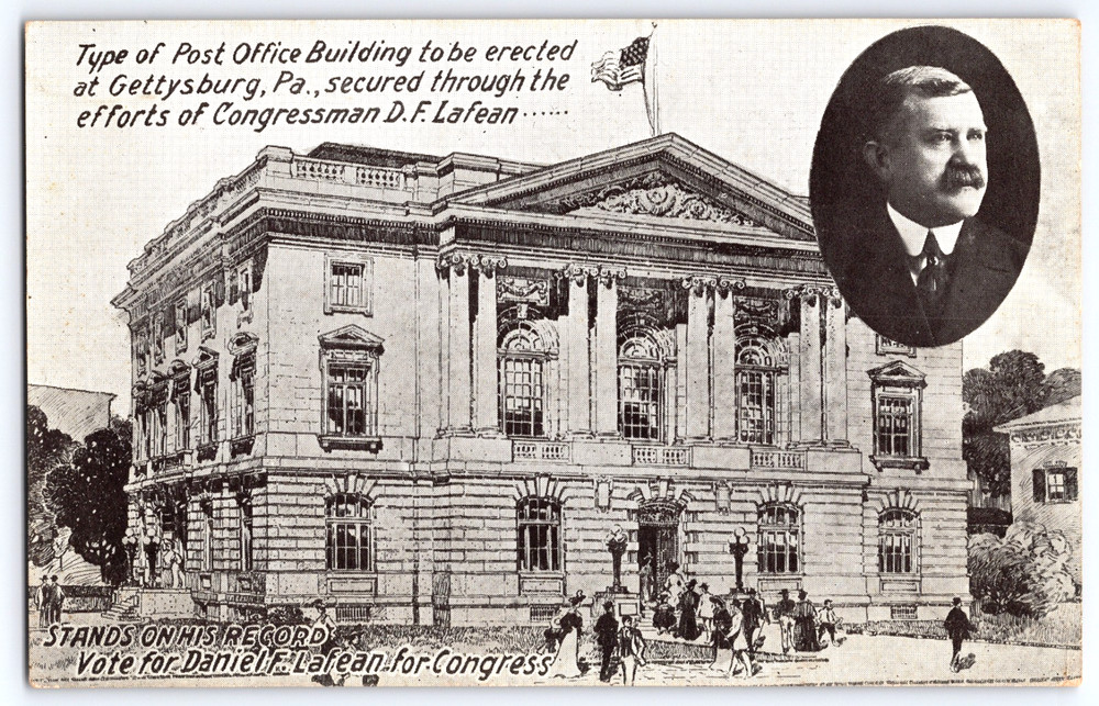 Gettysburg Pennsylvania Post Office Building Congressman Lafean Vintage Postcard