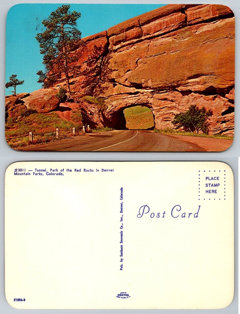 Red Rocks Park Tunnel Denver Colorado Vintage Chrome Postcard Sanborn Souvenir