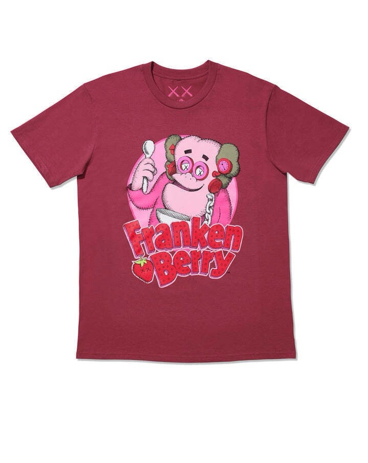 New Kaws X Monsters Franken Berry Pink Red T-shirt Size XL