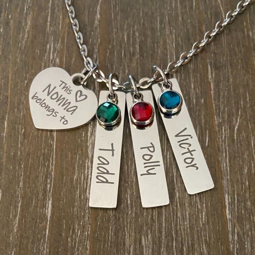 Nonna Necklace  personalized engraved names birthstones custom Grandma Gift
