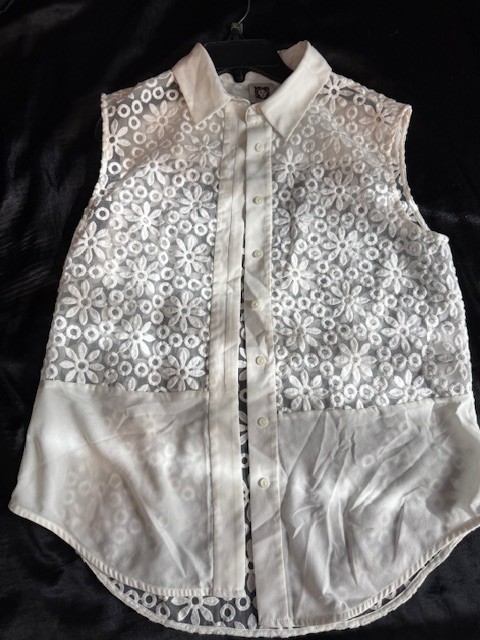 Vintage Cottagecore Quiet Luxury Top AK Embroidered Sheer Lace  Blouse SZ 6