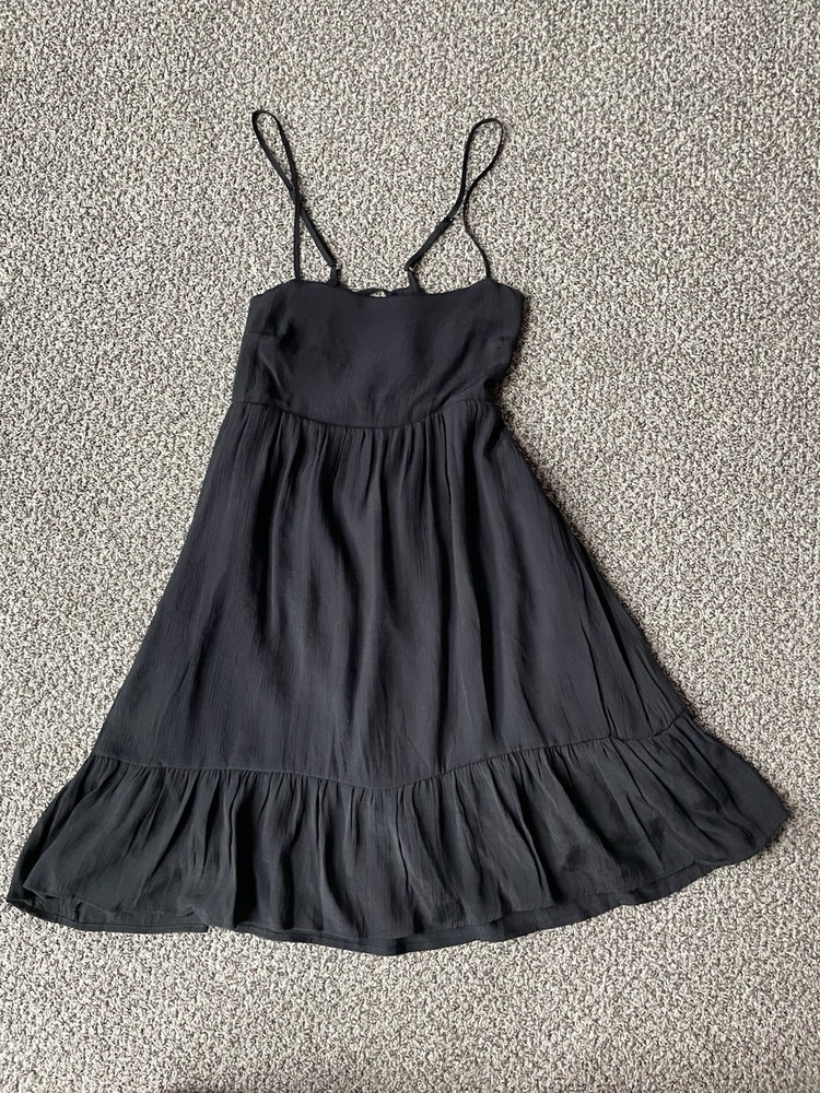 Love Tree Babydoll Mini Dress S Black Spaghetti Straps Elastic Back Waist  New