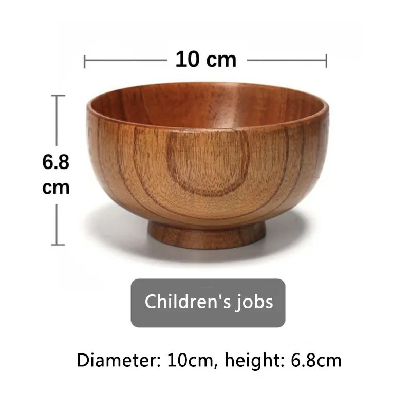 Japanese Wooden Bowl Set for Rice, Soup, and Salad - Kids Tableware