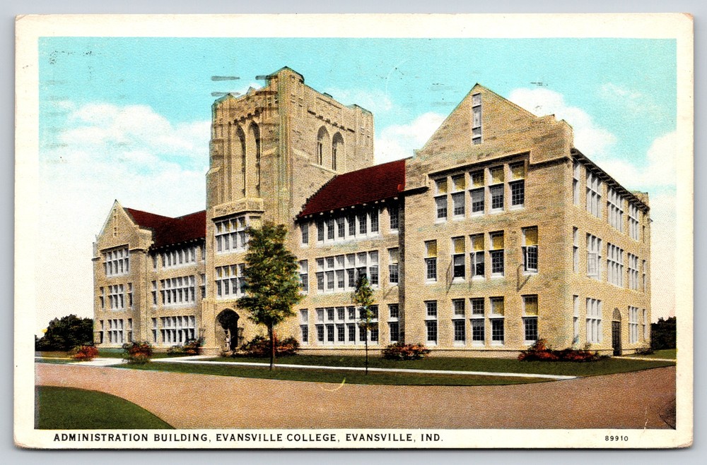 Evansville Indiana~Admin Building Evansville College~Vintage Postcard