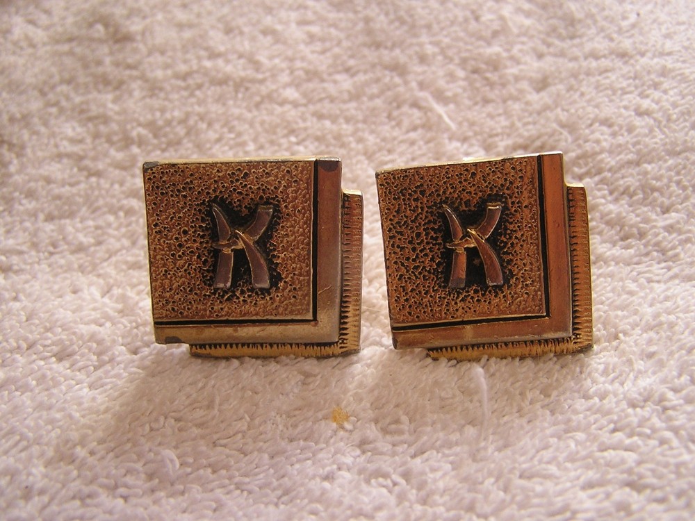 Elegant Vintage Windsor Cufflinks with Initial K Design