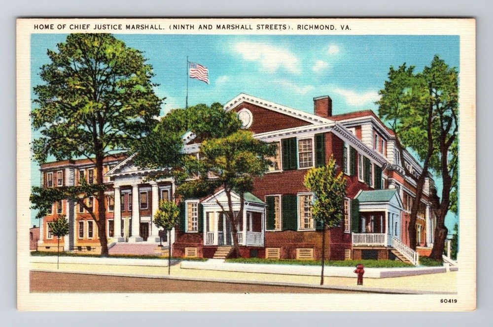 Richmond VA -Virginia, Home Chief Justice Marshall, Vintage Postcard