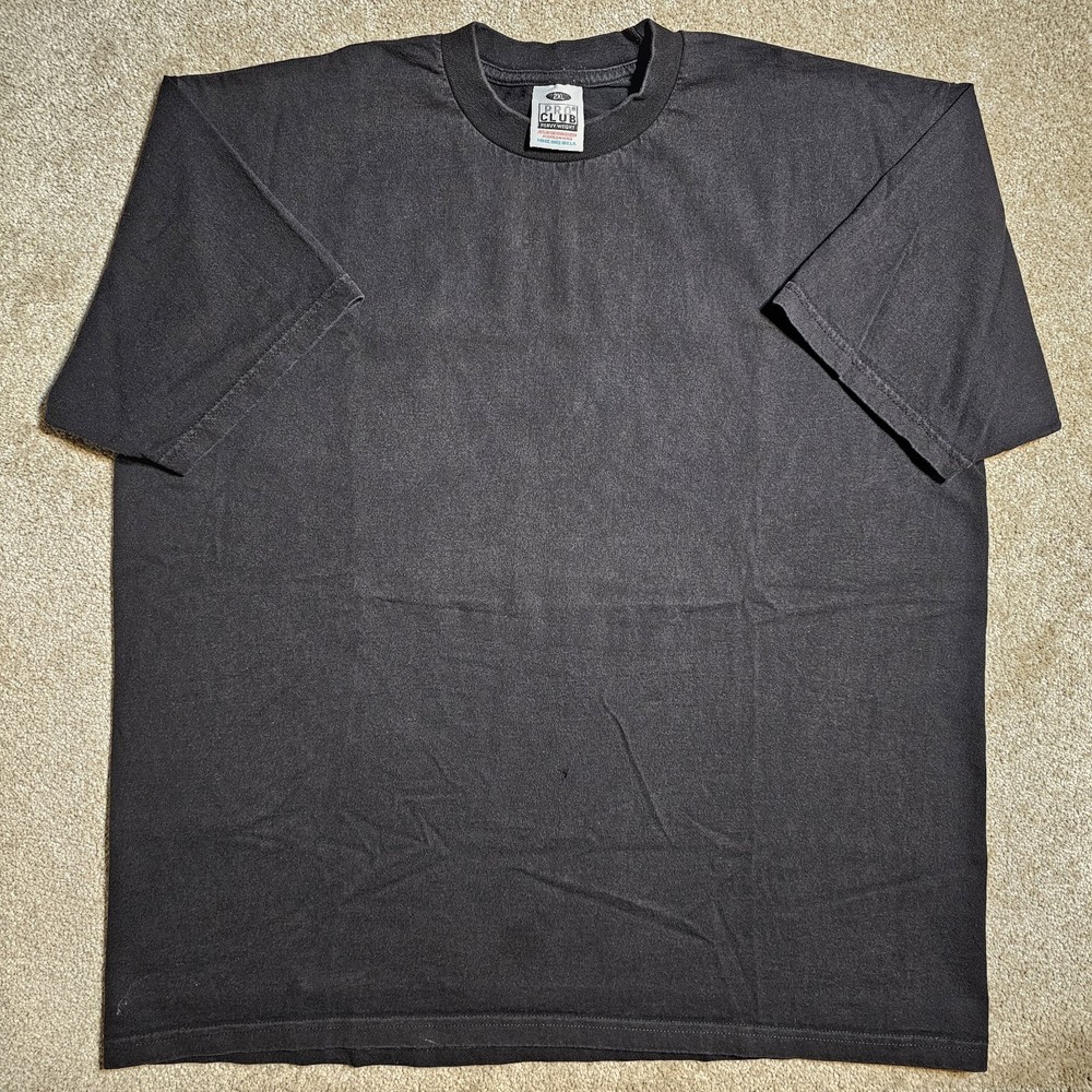 Vintage 90s Y2k  Pro Club Heavy Blank Black T-shirt Mens 2XL Faded Sleeze Skate