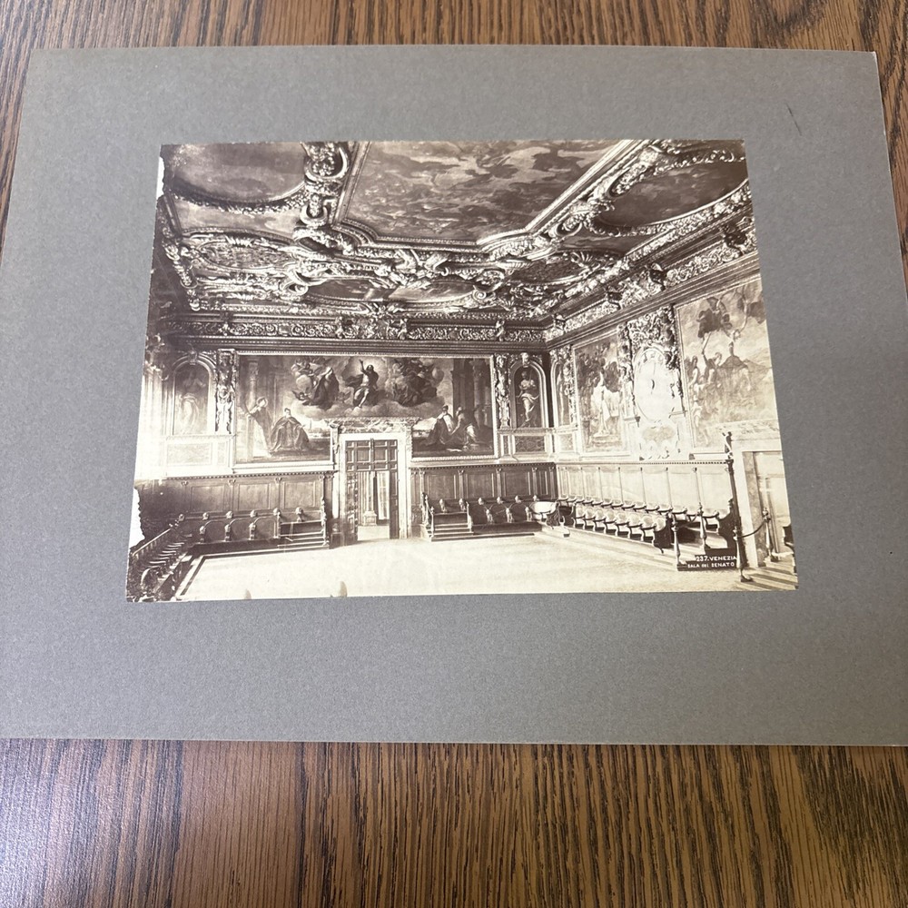 Vintage Palazzo Ducale Sala del Senato Venice Mounted Italian Architecture Photo