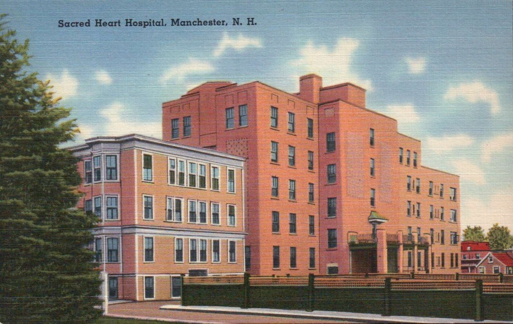 Sacred Heart Hospital Manchester NH --- Old Vintage Standard Linen Postcard