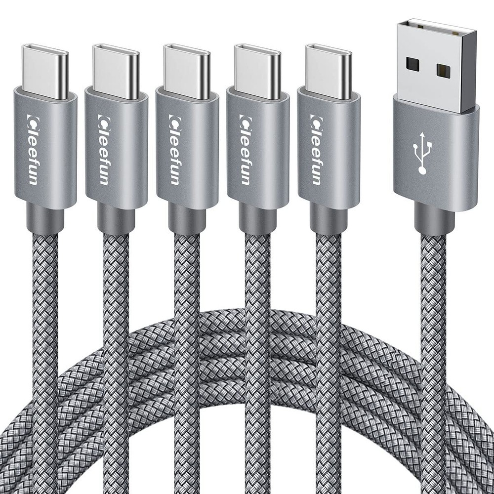 CLEEFUN 6ft USB C Cable 5-Pack Fast Charging USB A to Type C Charger Cord