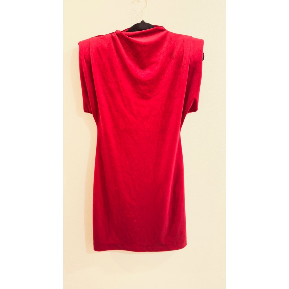 ZARA Red Velvet Draped Shoulder Mini Dress Size Medium Valentines Day Romantic