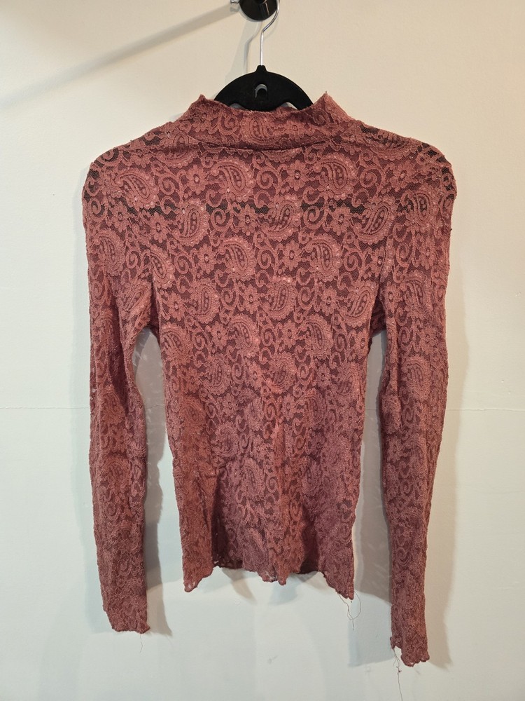 RED BY BKE Lace Floral Mock Neck Long Sleeve Women's Size XS Fairy Whimsigoth