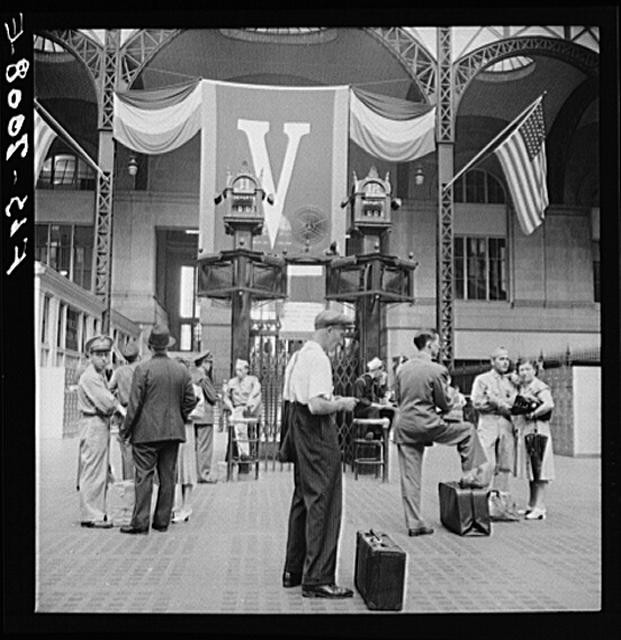 New York NY Pennsylvania Railroad Station 1930s Waiting for Trains Interior