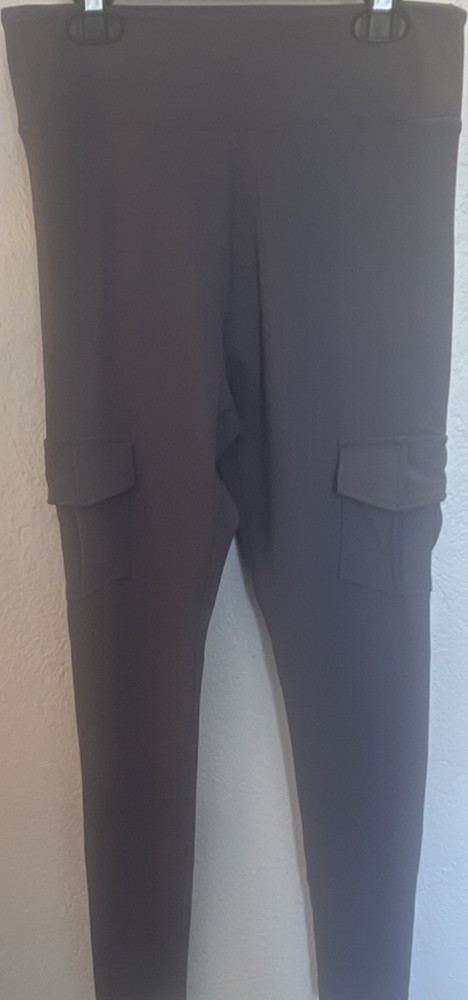White Birch Gray Cargo Leggings S Women's Stretch Knit Pockets 94% Polyester