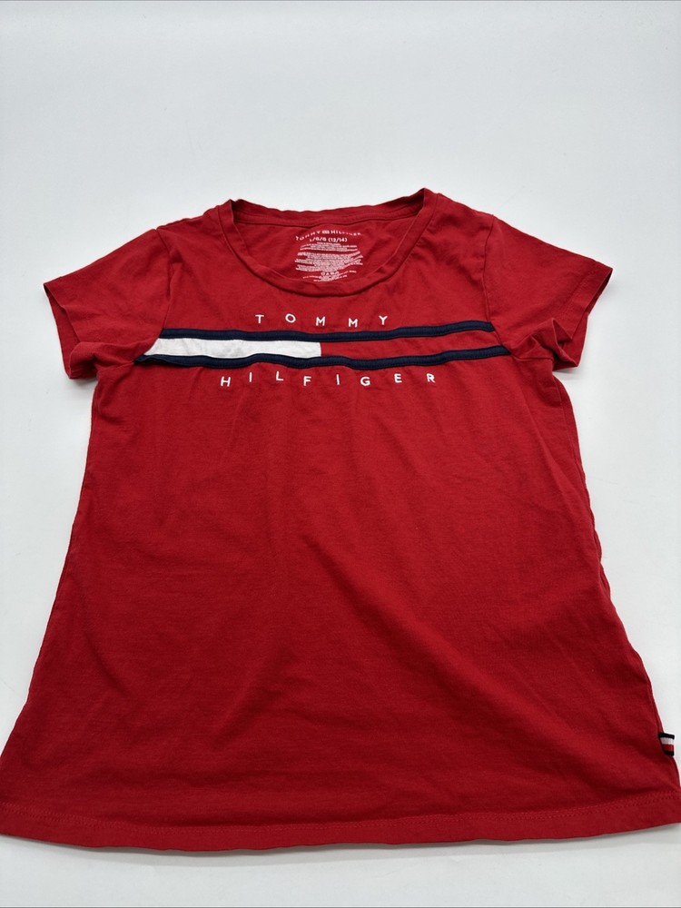 Tommy Hilfiger T-Shirt Youth Boy Large Graphic Logo Red..#31843