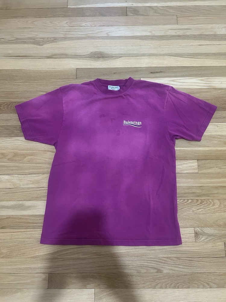 Balenciaga Wardrobe Unisex Purple Logo Embroidered Cotton T-Shirt XS