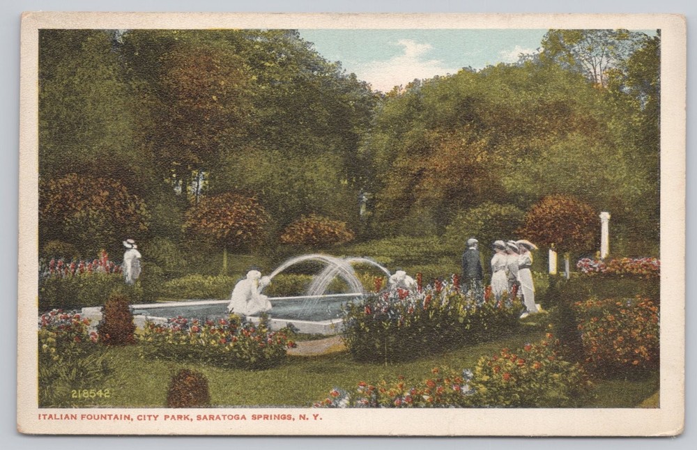 Italian Fountain City Park Saratoga Springs NY Vintage Postcard c. 1910s