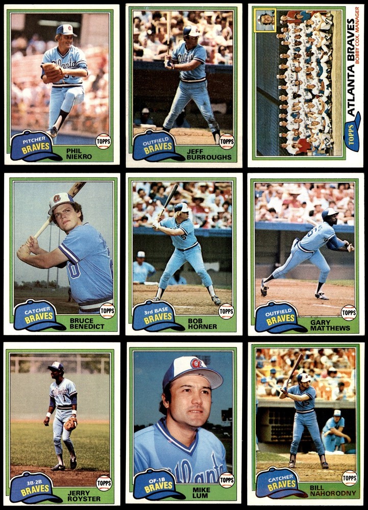 1981 Topps Braves Almost Complete Team Set 5.5 - EX+ 7260922 (24 / 25 cards)