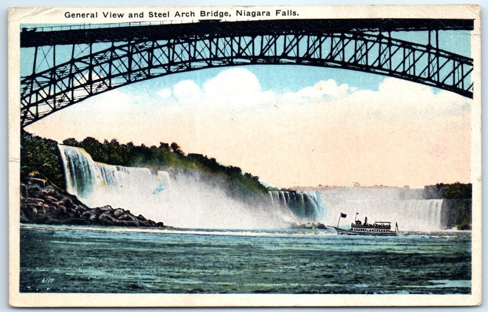 Postcard General View Steel Arch Bridge Niagara Falls New York USA North America