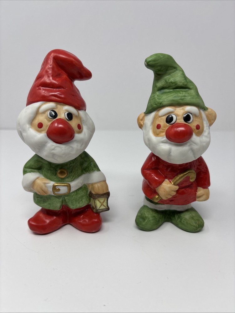 Vintage Taiwan Ceramic Napcoware 9905 Christmas Elf Set of 2