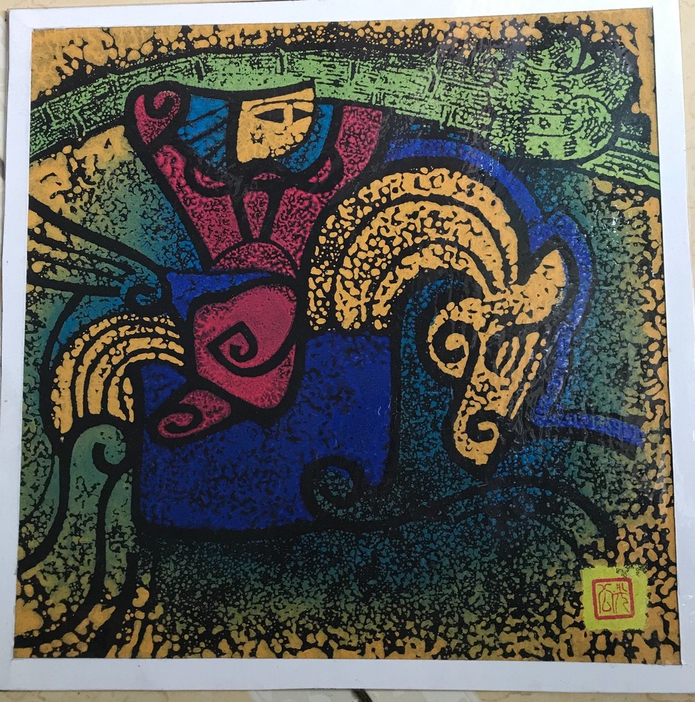 Nguyen Cong Quang Vietnamese abstract Giong - god rider Graphic painting-image