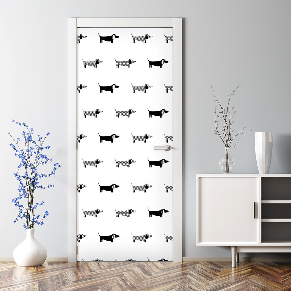 Dachshund Dog Decal Bubble-Free Self-Adhesive Door Art Decor Sticker