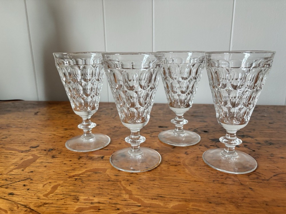 Vintage Jeanette Thumbprint Wine Glasses Set Of 4
