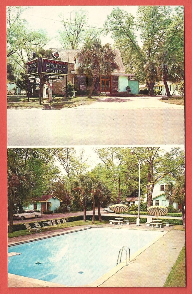 THOMASVILLE MOTOR COURT, THOMASVILLE, GEORGIA – Swimming Pool - 1950s Postcard