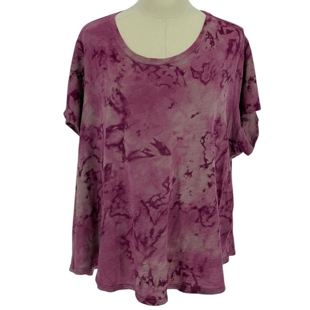 Old Navy Tie Dye Crew Neck T Shirt Women XXL Purple Pink 100% Cotton Everyday