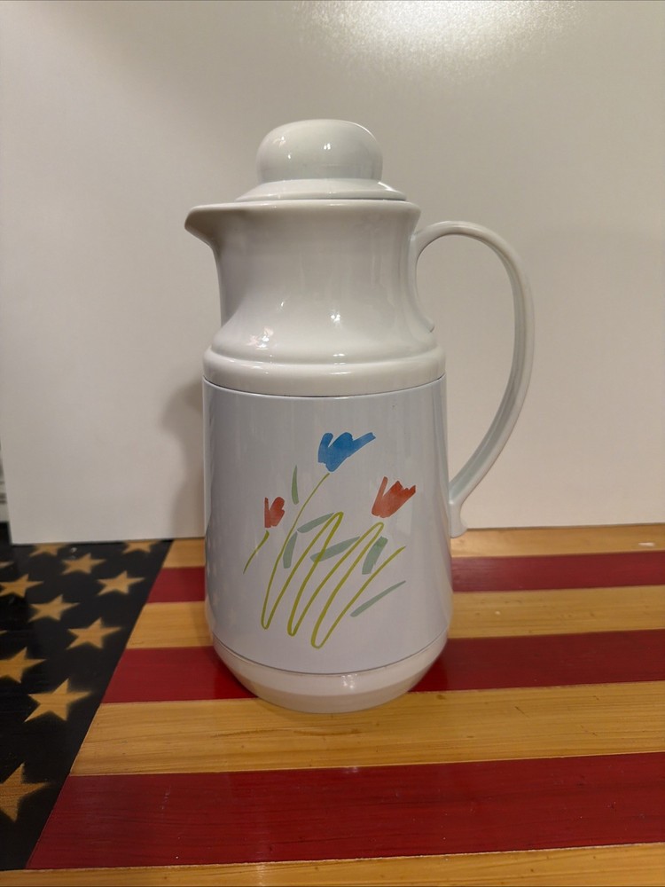 Vintage Phoenix Insulated Coffee Tea Thermal Server Pitcher Carafe Pastel Floral