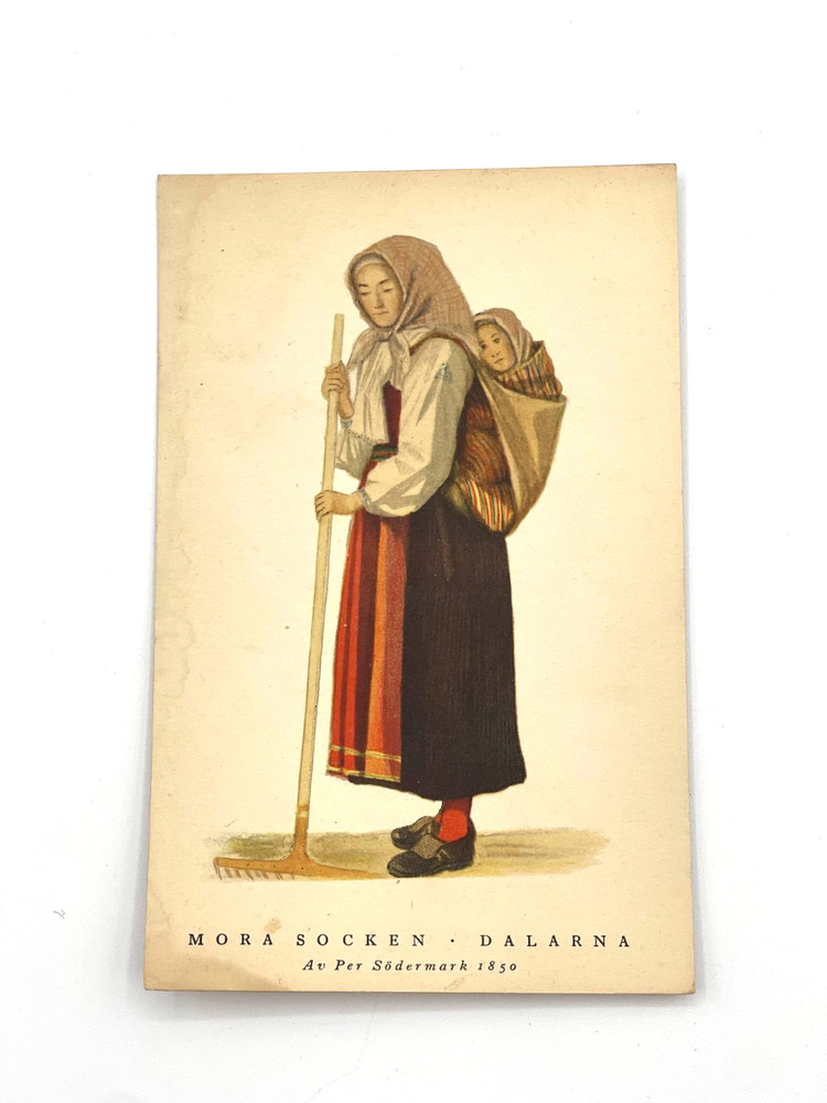 Mora Socken Dalarna Sweden Folk Costume Postcard 1850 Per Södermark Brevkort