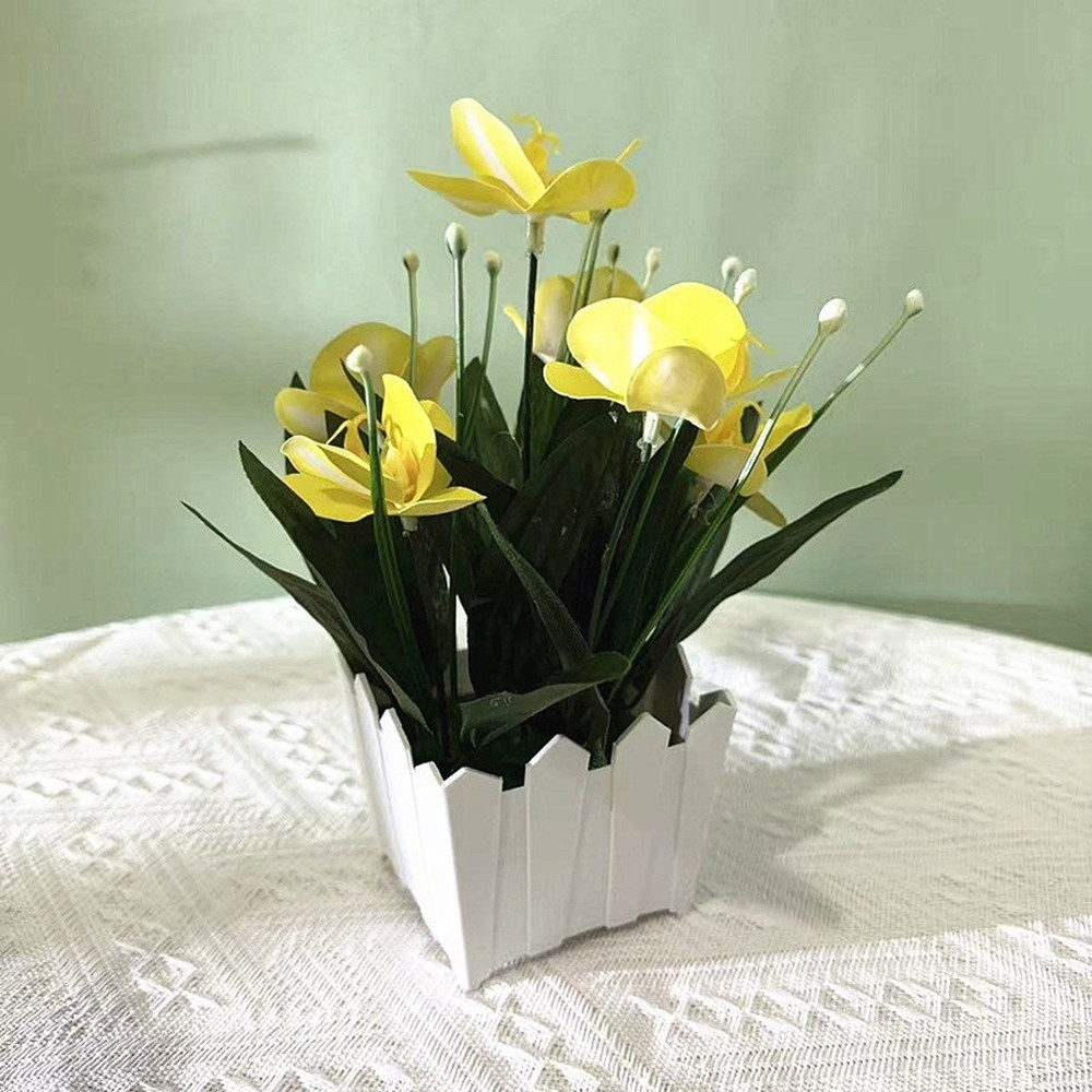 Fake Phalaenopsis Orchid Potted Plant Plastic Flower for Living Room Decor