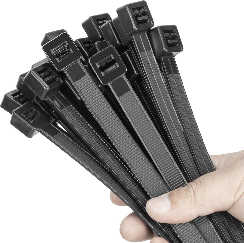 18 Inch Heavy Duty Black Zip Ties 100 Pack 300 lb Strength New 2025 Design