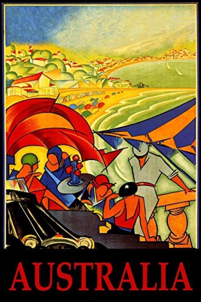 painting Beach Vintage painting bondi Travel Poster art Print on canvas 90cm