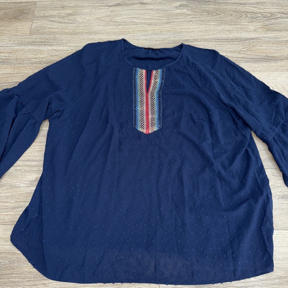 Bloomchic Women's Blue Blouse in Multiple Colors Size 26 with Elegant Neckline