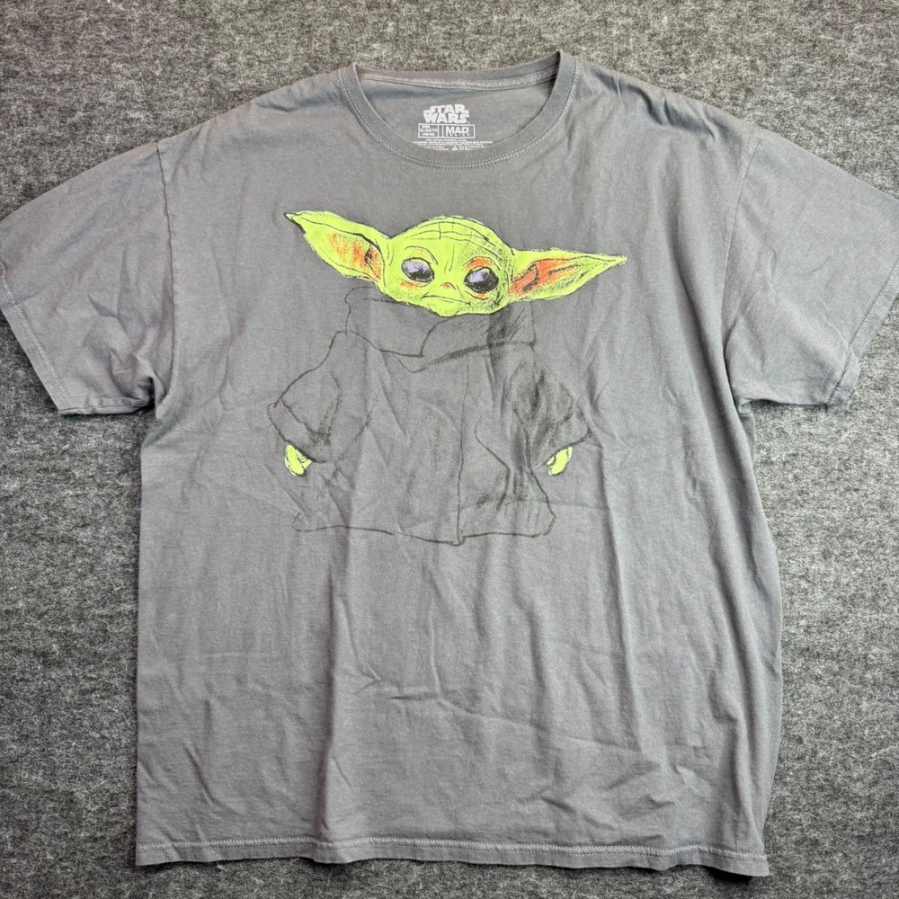 Star Wars Mad Engine T Shirt Mens XL Gray Grogu Baby Yoda The Child Graphic Tee