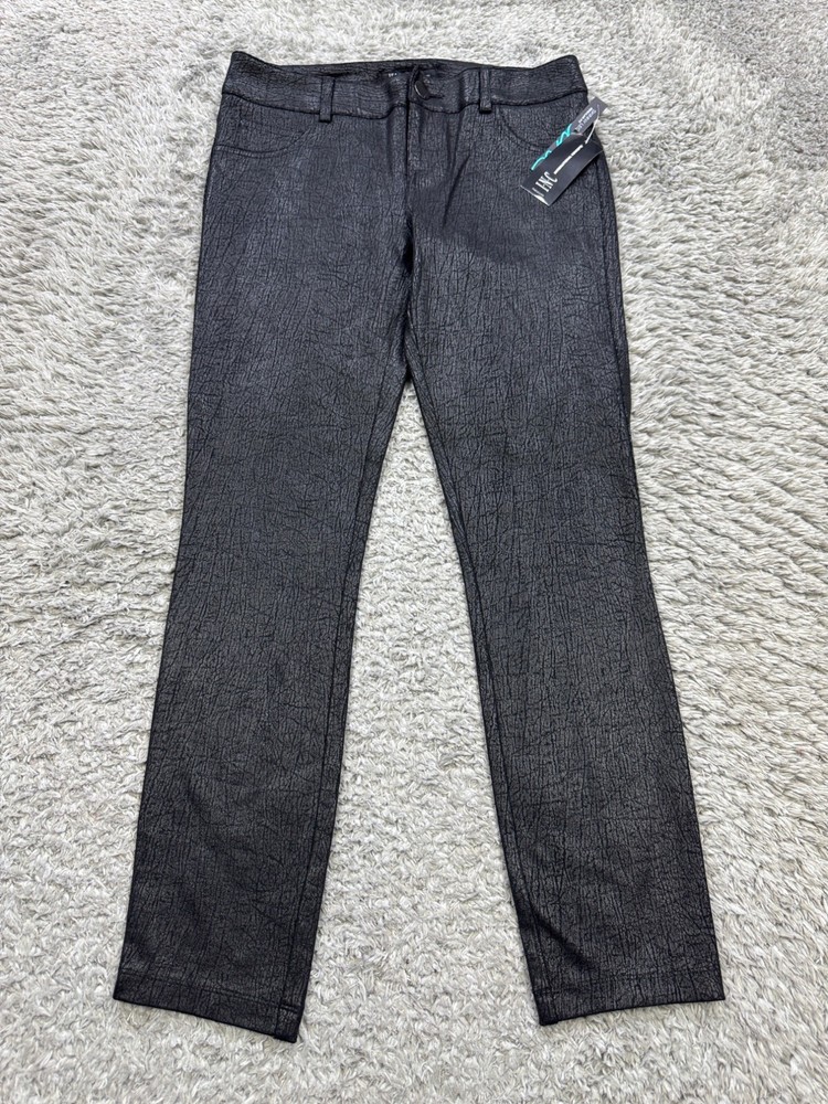 INC International Concepts Pants Women 2 Black Faux Leather Vegan Snakeskin NWT