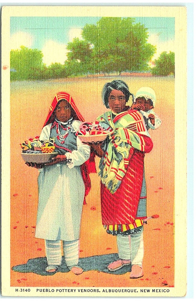 S02-4169, *Pueblo Pottery Vendors, Albuquerque, Nm.,*Postcard.