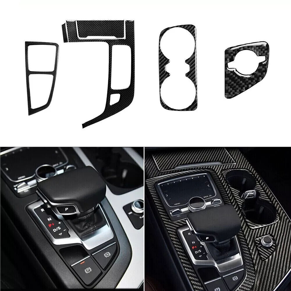 6Pcs Carbon Fiber Interior Gear Shift Panel Cover Trim For Audi Q7 2016-2019