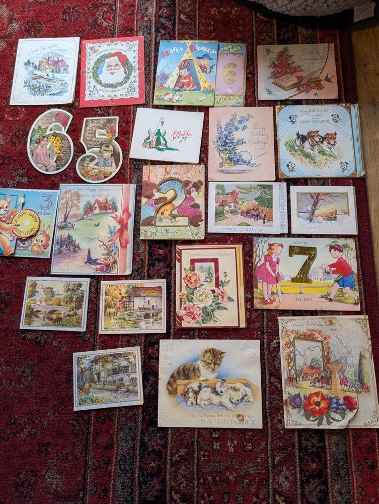 Set of 21 Vintage greetings card 1950's onwards